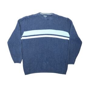 Vintage 90s Cherokee Navy Blue Stripe Cotton Blend Crewneck Sweater Mens XL